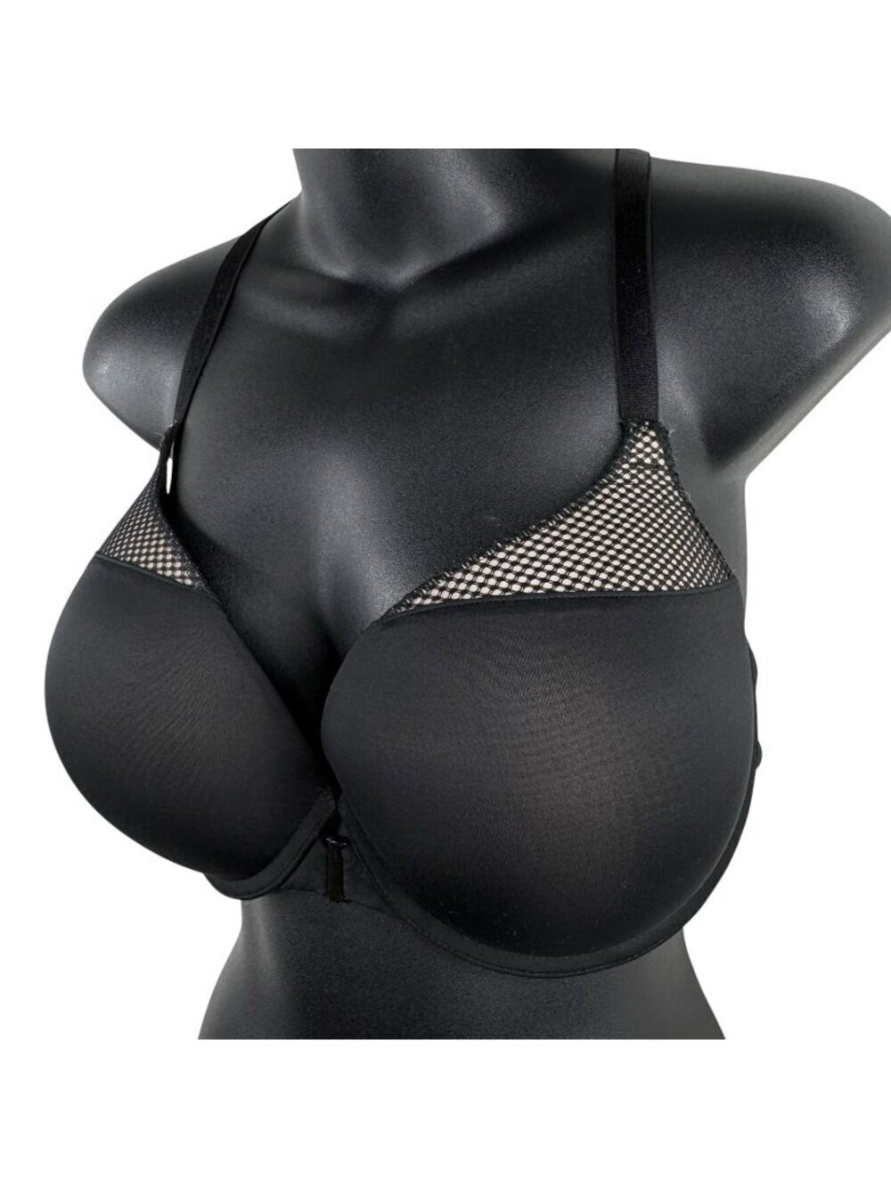 Victoria’s Secret T Shirt Push Up Padded Underwire Bra Mesh Racerback Black 36DD